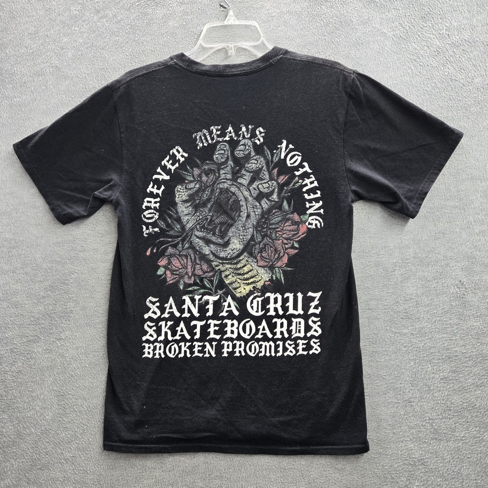 Broken Promises X Santa Cruz‎ Skateboards Men Shirt S Black Graphic Skull Rose